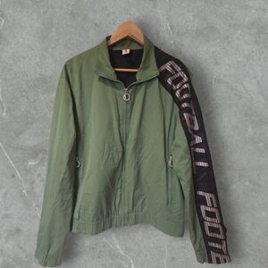 Bikkembergs Men's Green And Black Jacket Size L Football Vintage